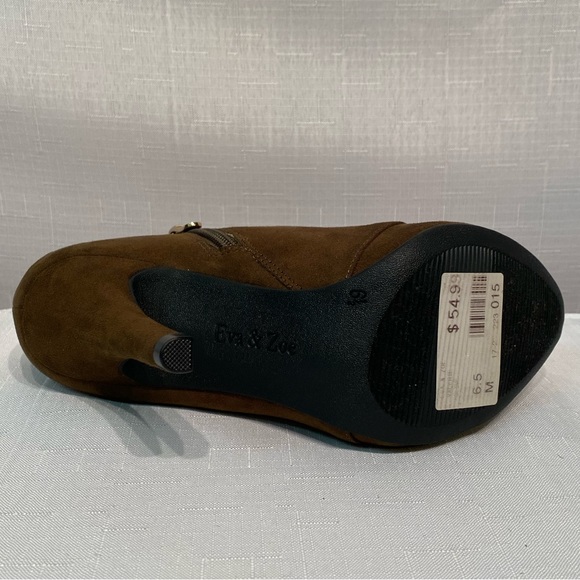 NWT Eva & Zoe Brown & Gold Valerie Stiletto Ankle Booties Boots Heels Size 6.5 M - Picture 14 of 16